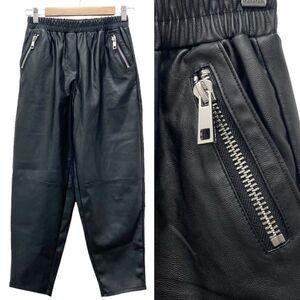 ASOS Black Faux Leather Barrel Leg Pants Baggy Streetwear Women’s Size 2P Petite